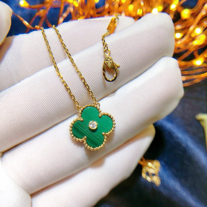 [Select]CLOVER 15MM DIAMOND TURQUOISE NECKLACE
