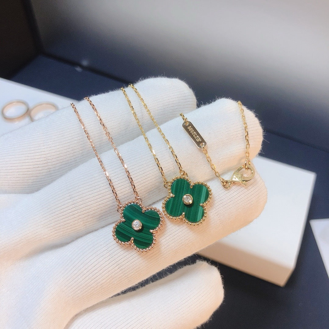 [Select]CLOVER 15MM DIAMOND TURQUOISE NECKLACE
