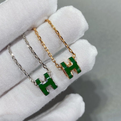 [Select]POP H GREEN NECKLACE SILVER AND GOLD