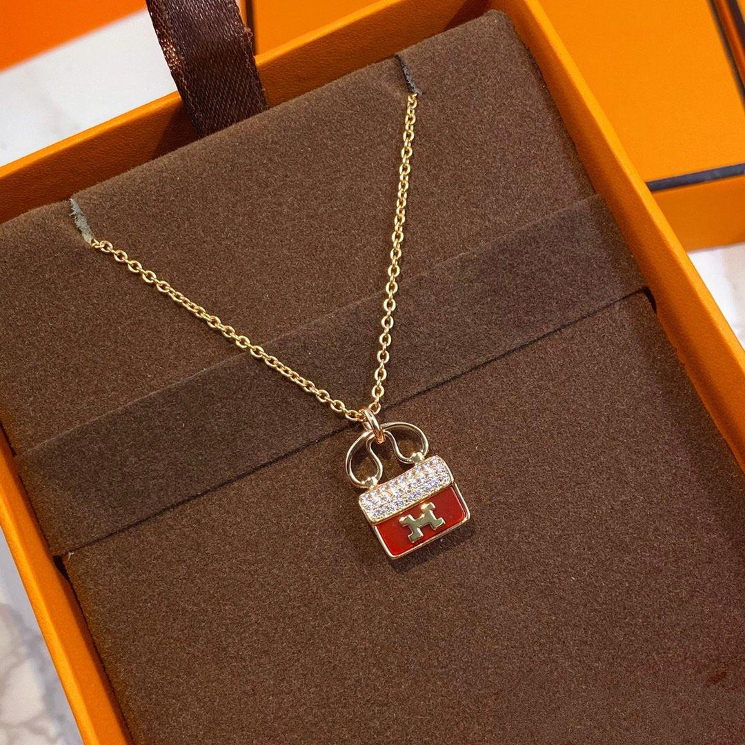 [Select]CONSTANCE RED PEDANT PINK GOLD NECKLACE