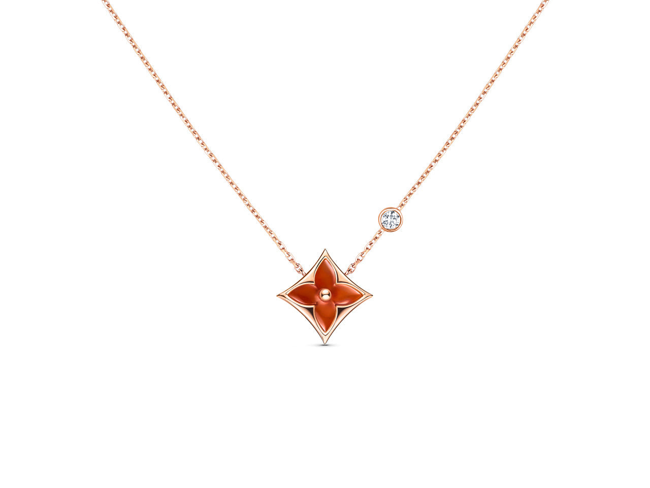 [Select]STAR NECKLACE PINK GOLD 1 DIAMOND