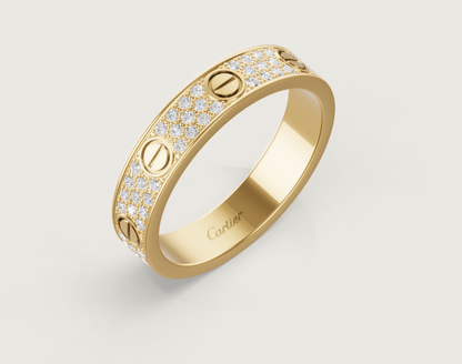 [Select]LOVE RING 4mm-wide full-diamond ring GOLD