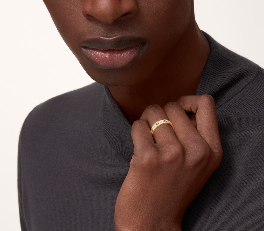 [Select]LOVE RING 4mm-wide full-diamond ring GOLD