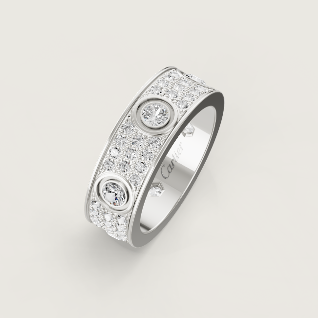 [Select]LOVE RING 6.5MM Full Diamond, 6 Major Diamonds Silver