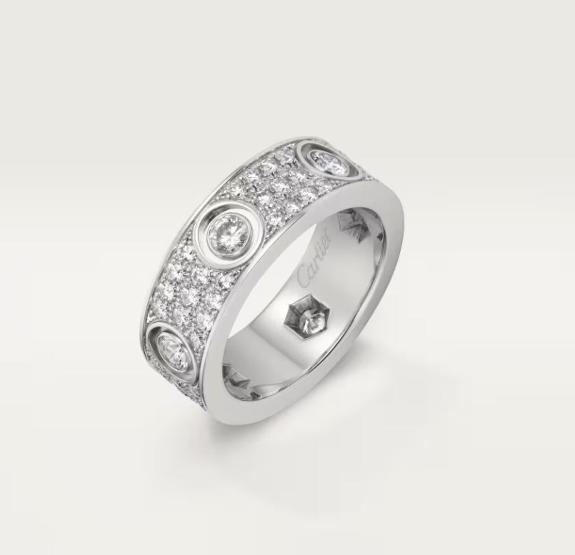 [Select]LOVE RING 6.5MM Full Diamond, 6 Major Diamonds Silver