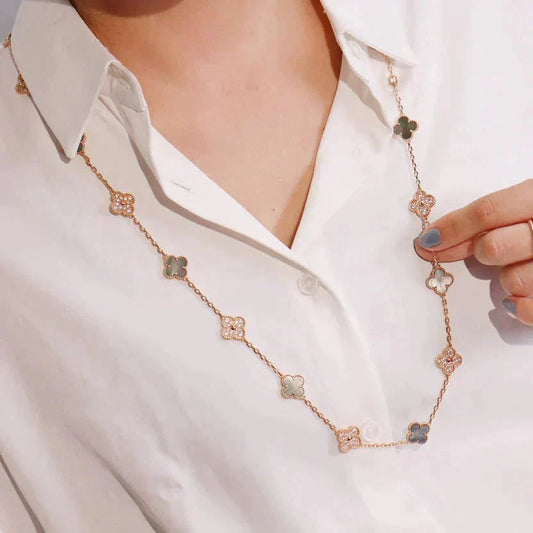 [Select]CLOVER 20 MOTIFS DARK MOP DIAMOND  NECKLACE