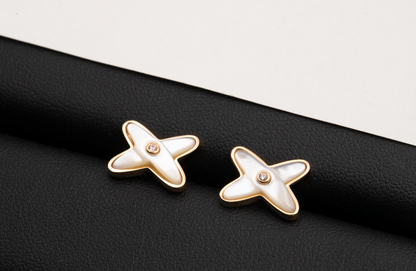[Select]JEUX DE WHITE MOP PINK GOLD DIAMOND EARRINGS
