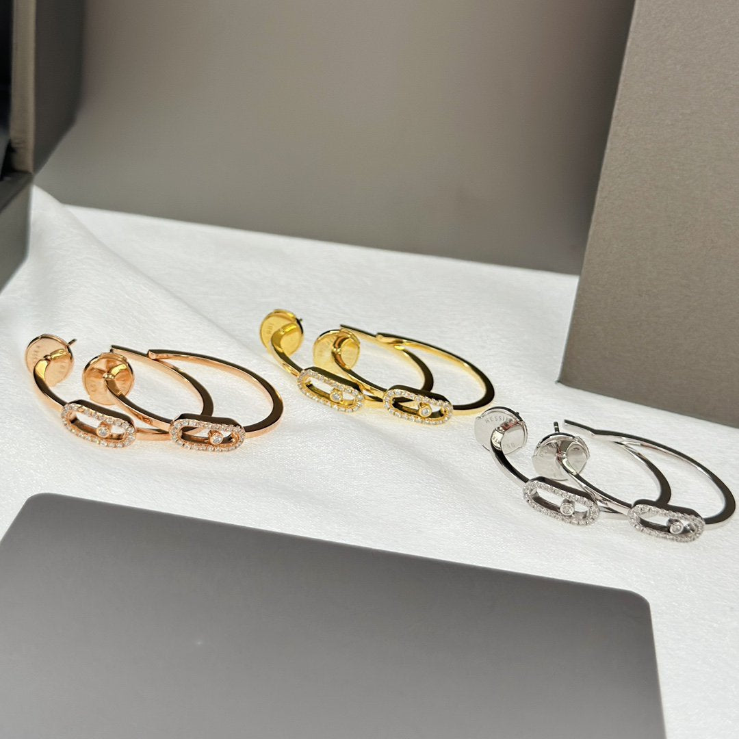 [Select]CREOLES MOVE UNO PM DIAMOND EARRINGS