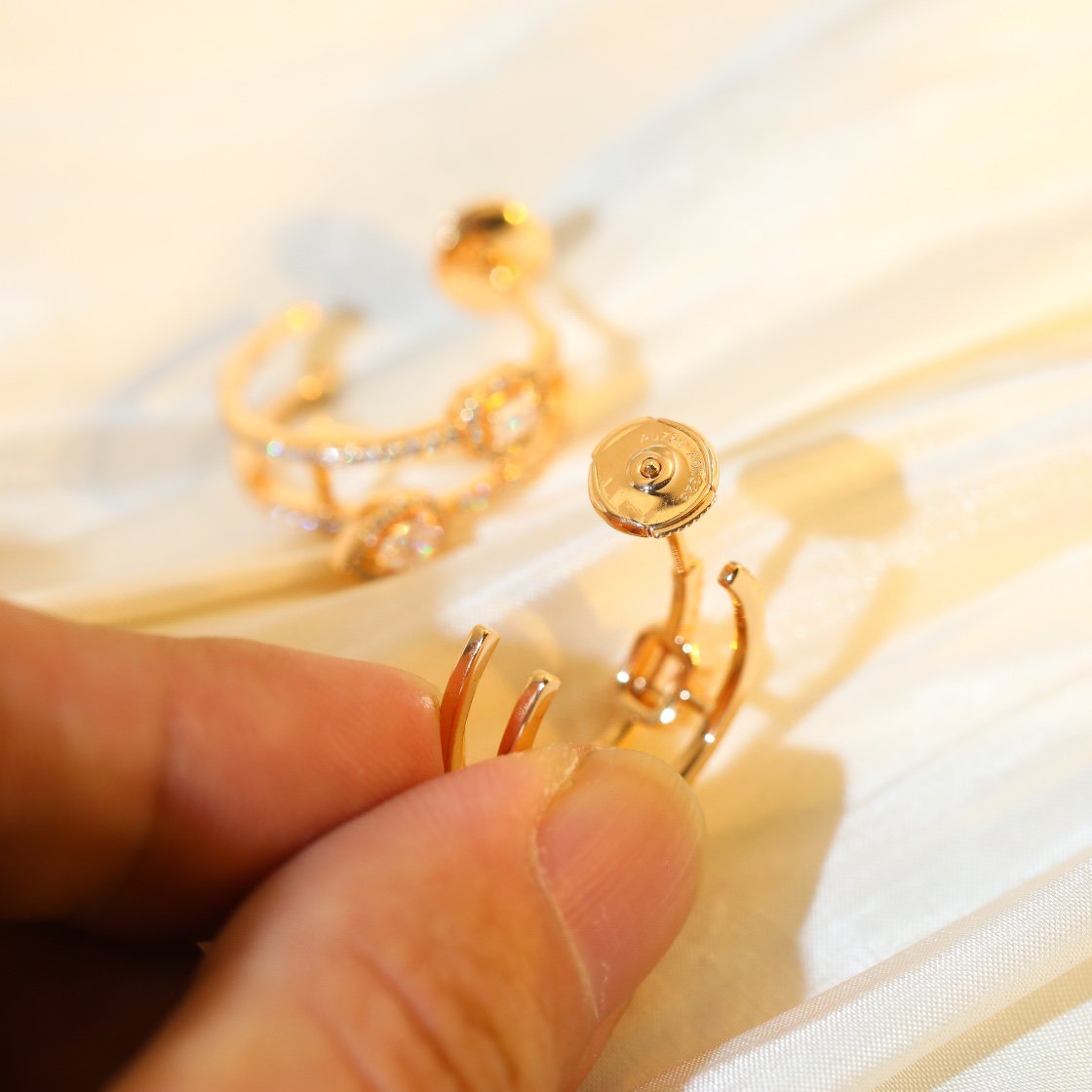[Select]CREOLES MY TWIN 2 RANGS SILVER DIAMOND EARRINGS