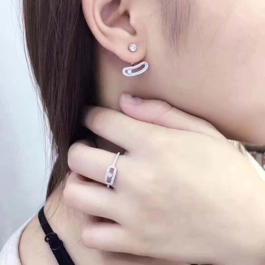 [Select]MOVE UNO SILVER DIAMOND EARRINGS