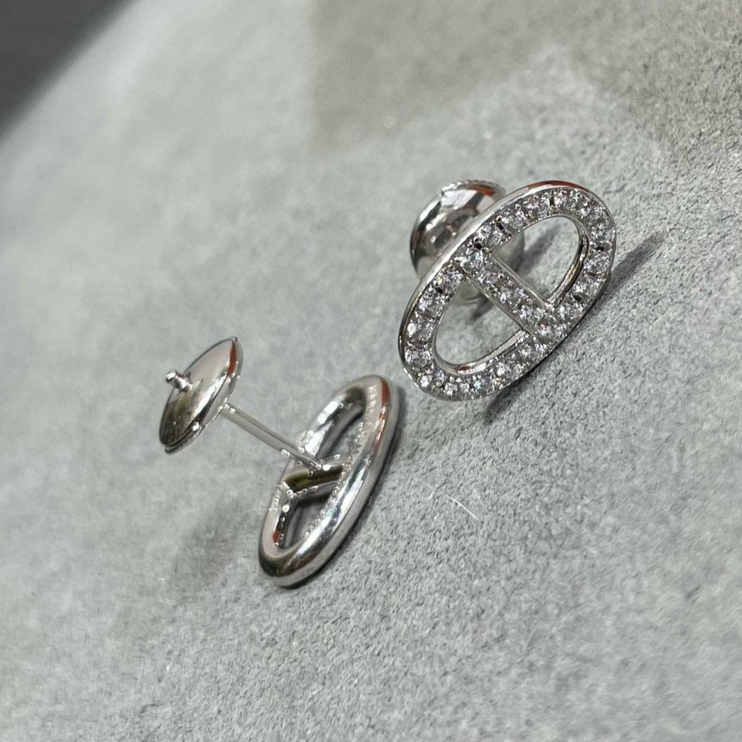 [Select]HM FULL DIAMOND PIG NOSE STUD EARRINGS