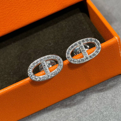 [Select]HM FULL DIAMOND PIG NOSE STUD EARRINGS