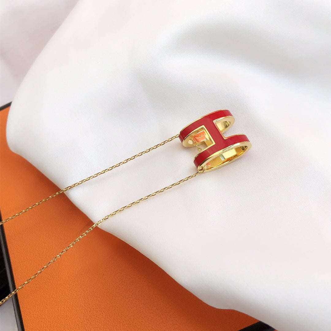[Select]HM CLIC RED ENAMEL GOLD NECKLACE