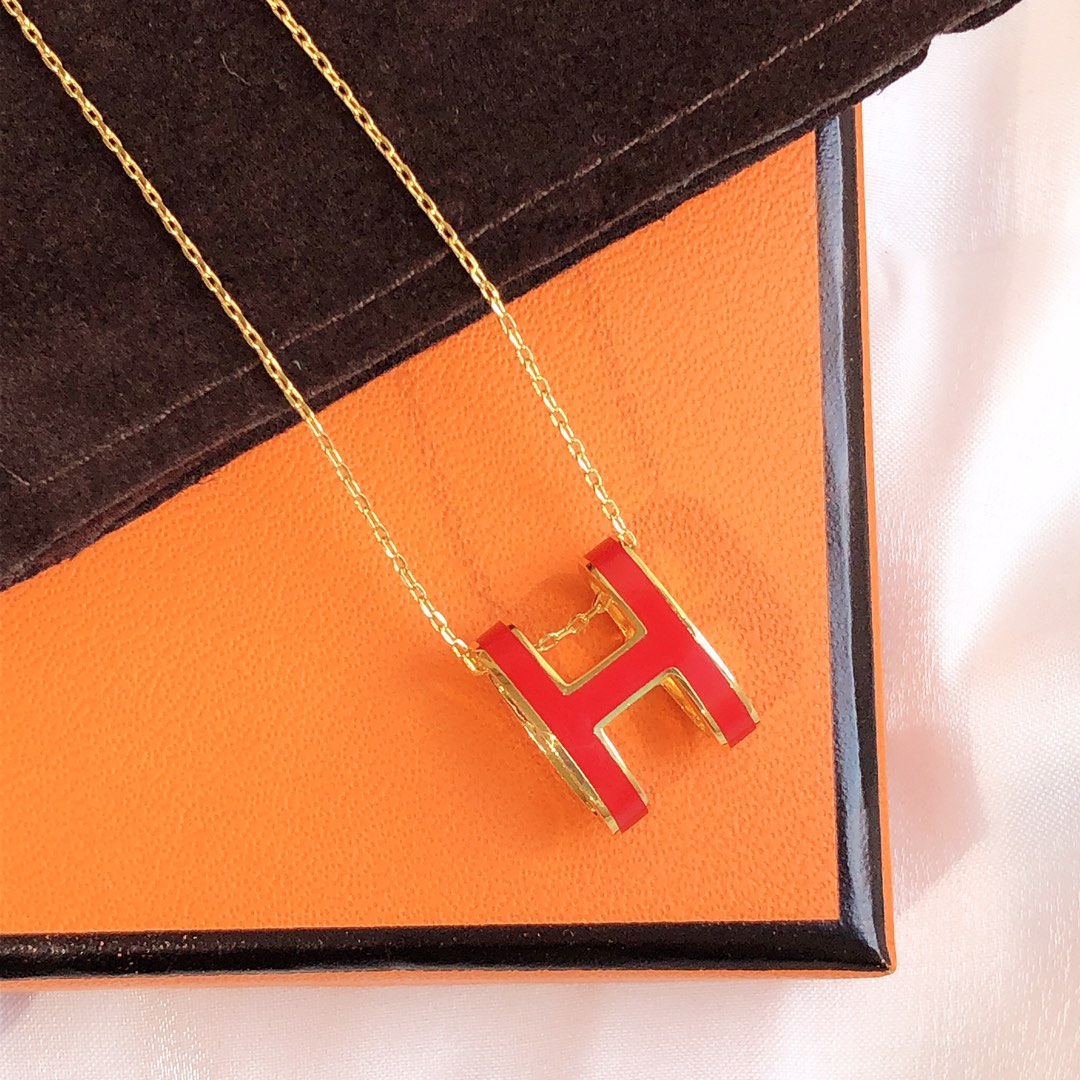 [Select]HM CLIC RED ENAMEL GOLD NECKLACE