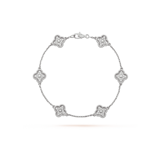 [Select]CLOVER 6 MOTIF SILVER DIAMOND BRACELET
