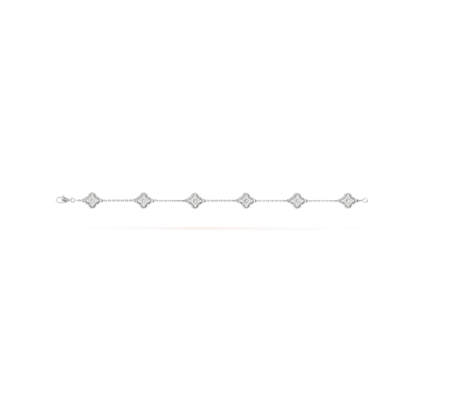 [Select]CLOVER 6 MOTIF SILVER DIAMOND BRACELET