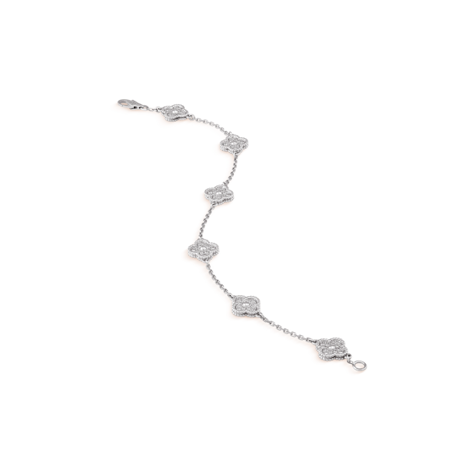 [Select]CLOVER 6 MOTIF SILVER DIAMOND BRACELET
