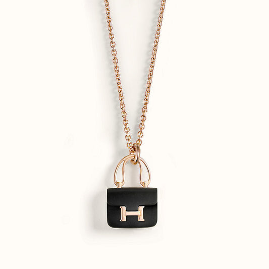 [Select]CONSTANCE BLACK PEDANT PINK GOLD NECKLACE