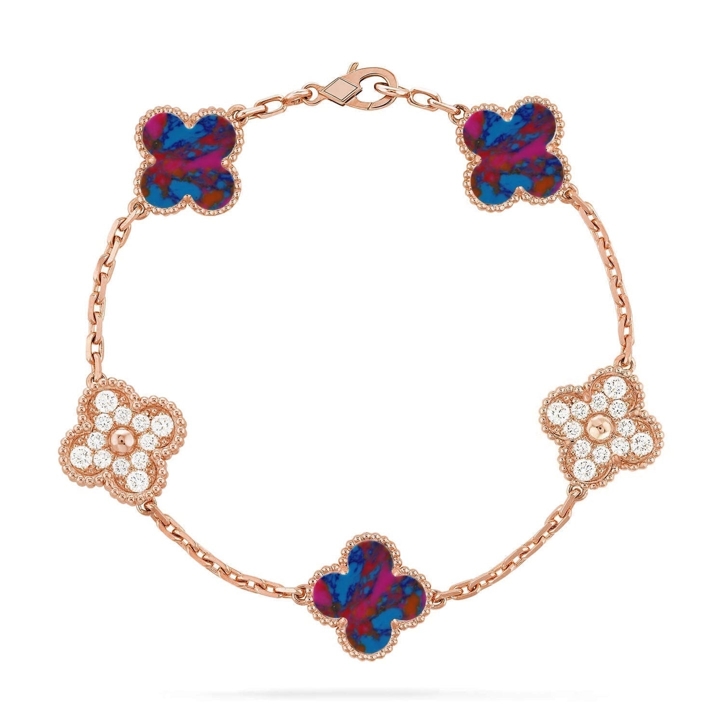 [Select]CLOVER 5 MOTIF COLOR GEMSTONES BRACELET COLLECTION