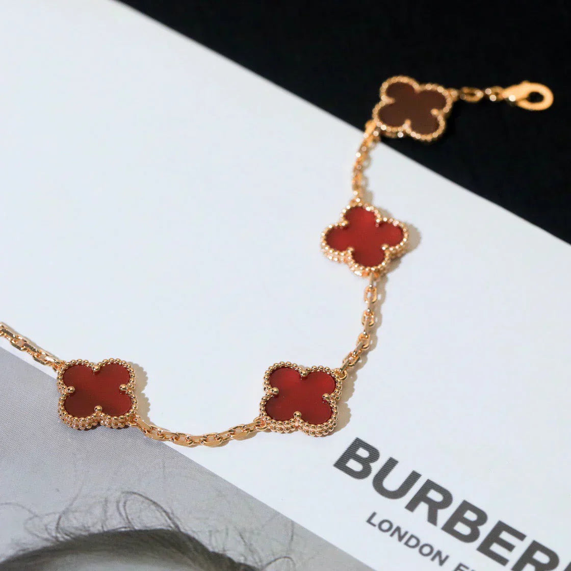 [Select] CLOVER 5 MOTIF RED CORNELIAN BRACELET COLLECTION