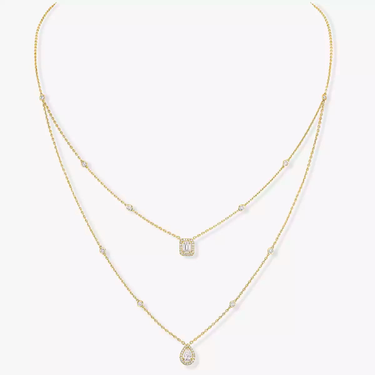 [Select]Diamond Necklace My Twin 2 Rows