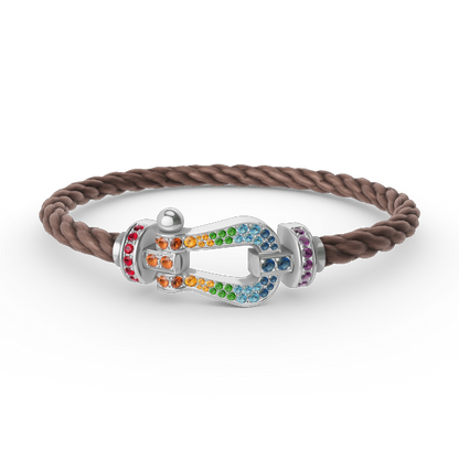 [Select]FORC LARGE HORSESHOE  COLORED DIAMOND BRACELET SILVER