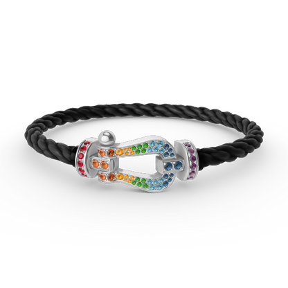 [Select]FORC LARGE HORSESHOE  COLORED DIAMOND BRACELET SILVER