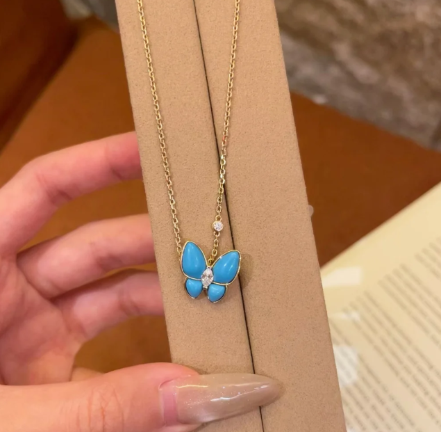[Select]Turquoise Butterfly Gold Necklace