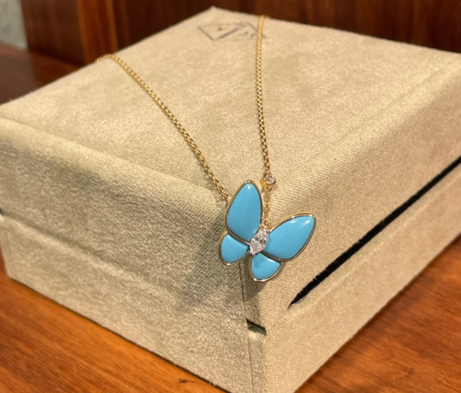 [Select]Turquoise Butterfly Gold Necklace