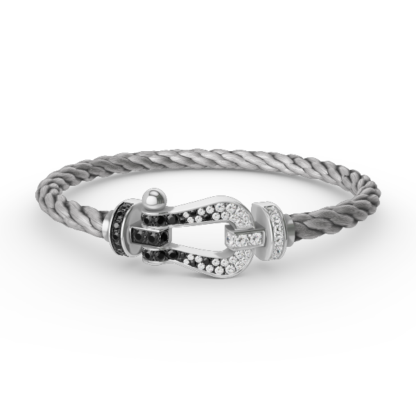 [Select]FORCE LARGE HORSESHOE BLACK WHITE DIAMOND BRACELET SILVER