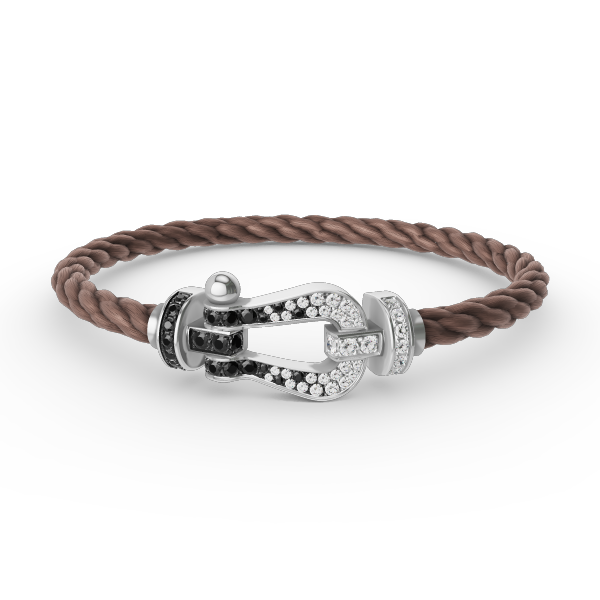 [Select]FORCE LARGE HORSESHOE BLACK WHITE DIAMOND BRACELET SILVER