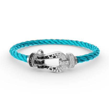 [Select]FORCE LARGE HORSESHOE BLACK WHITE DIAMOND BRACELET SILVER