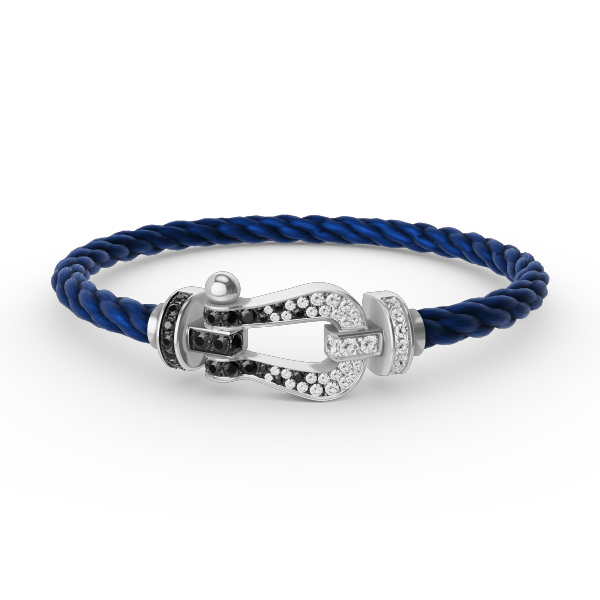 [Select]FORCE LARGE HORSESHOE BLACK WHITE DIAMOND BRACELET SILVER