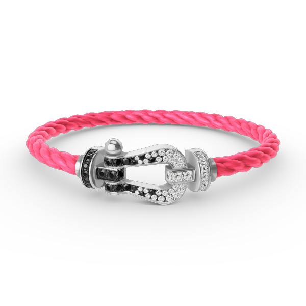 [Select]FORCE LARGE HORSESHOE BLACK WHITE DIAMOND BRACELET SILVER