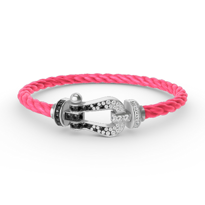 [Select]FORCE LARGE HORSESHOE BLACK WHITE DIAMOND BRACELET SILVER