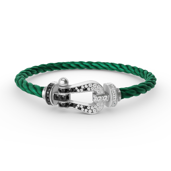 [Select]FORCE LARGE HORSESHOE BLACK WHITE DIAMOND BRACELET SILVER
