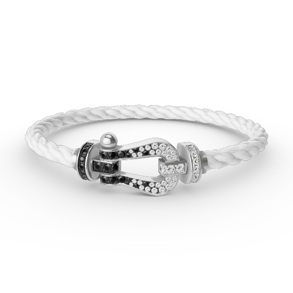 [Select]FORCE LARGE HORSESHOE BLACK WHITE DIAMOND BRACELET SILVER