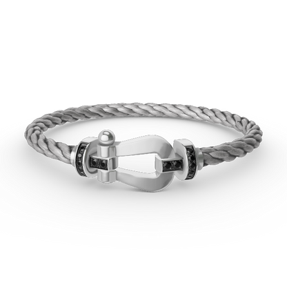 [Select]FORCE LARGE HORSESHOE BLACK DIAMOND BRACELET SILVER