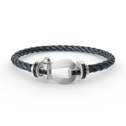 [Select]FORCE LARGE HORSESHOE BLACK DIAMOND BRACELET SILVER