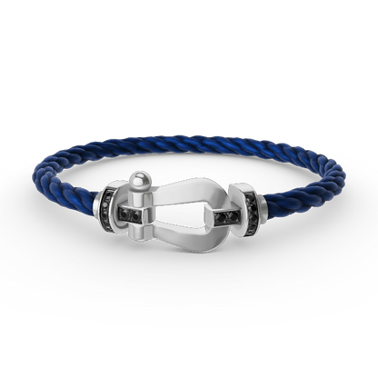 [Select]FORCE LARGE HORSESHOE BLACK DIAMOND BRACELET SILVER