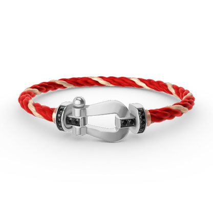 [Select]FORCE LARGE HORSESHOE BLACK DIAMOND BRACELET SILVER
