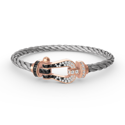 [Select]FORCE LARGE HORSESHOE BLACK WHITE DIAMOND BRACELET Select GOLD