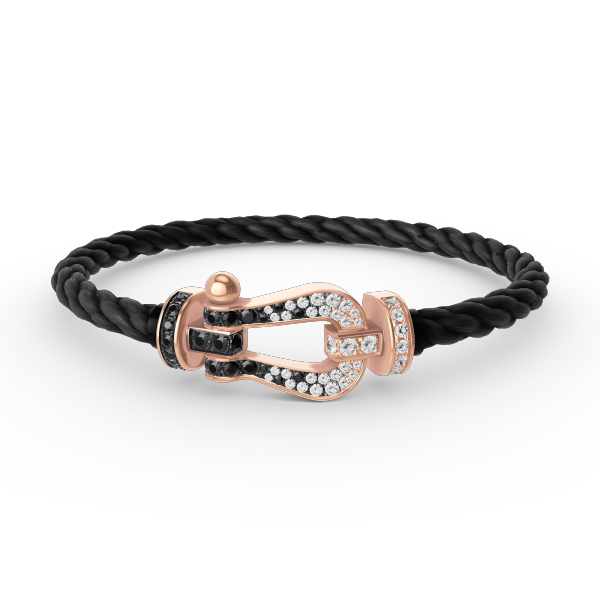 [Select]FORCE LARGE HORSESHOE BLACK WHITE DIAMOND BRACELET Select GOLD