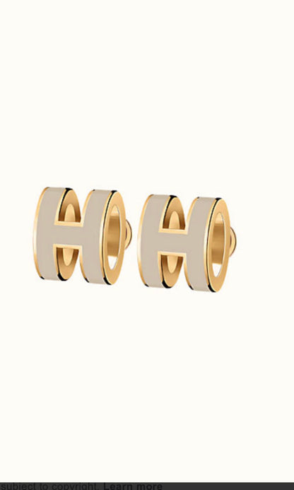 [Select]MINI POP H GOLD EARRINGS GREY