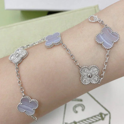 [Select] CLOVER 5 MOTIF PURPLE CHALCEDONY BRACELET COLLECTION