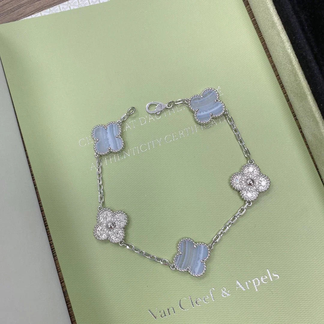 [Select] CLOVER 5 MOTIF PURPLE CHALCEDONY BRACELET COLLECTION
