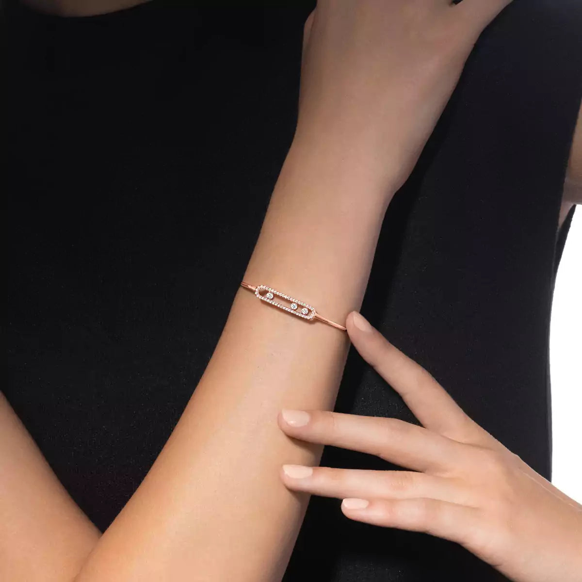 [Select]Move Pavé Diamond Bangle Bracelet M