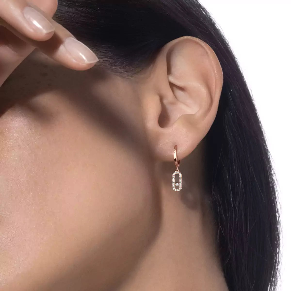[Select]Move Uno Single Diamond Hoop Earring