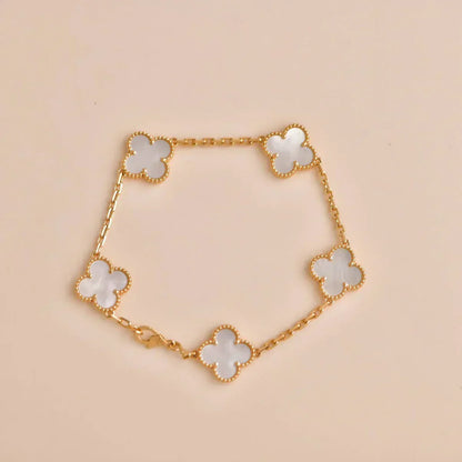 [Select]CLOVER WHITE PEARL MOP 5 MOTIF BRACELET COLLECTION