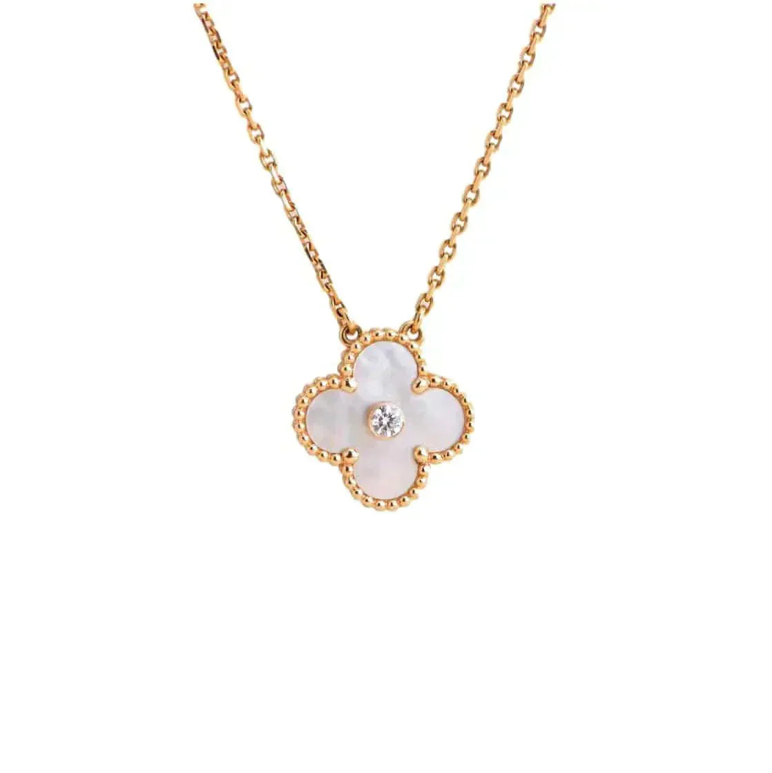 [Select]CLOVER 15MM DIAMOND WHITE FRITILLARIA NECKLACE